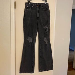 Ripped black flare jeans sz 28